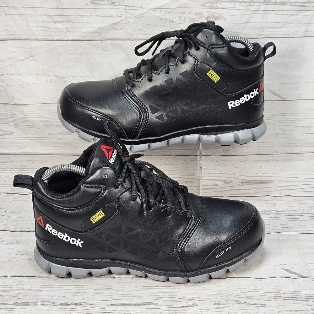 Reebok Work Boots Sublite Alloy Toe Mid MT 75 Slip Resistant Size M-6.5 W-8.5